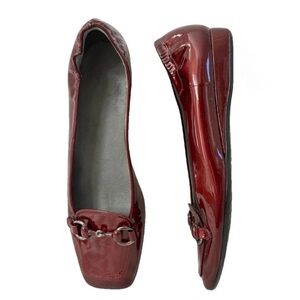 Stuart Weitzman Patent Leather Mini Wedge Loafers Flats Slip-Ons Horse Bit